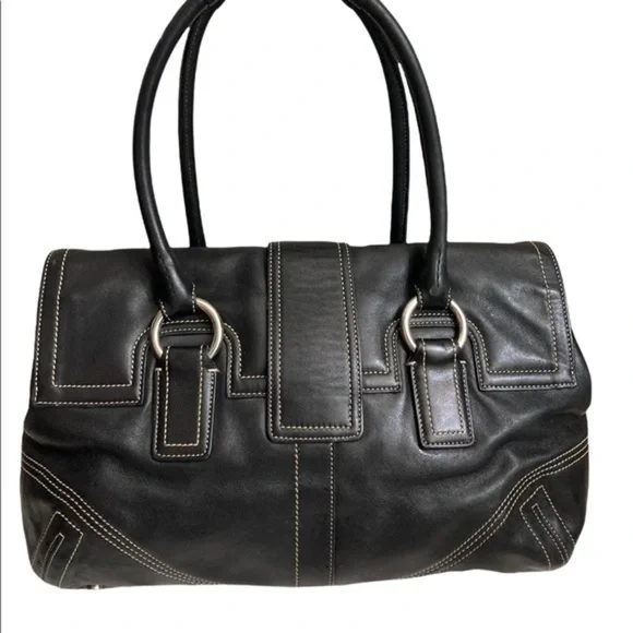 COACH vintage Y2K 8A11 Soho Hamptons Flap Leather Satchel in Black - Picture 4 of 12